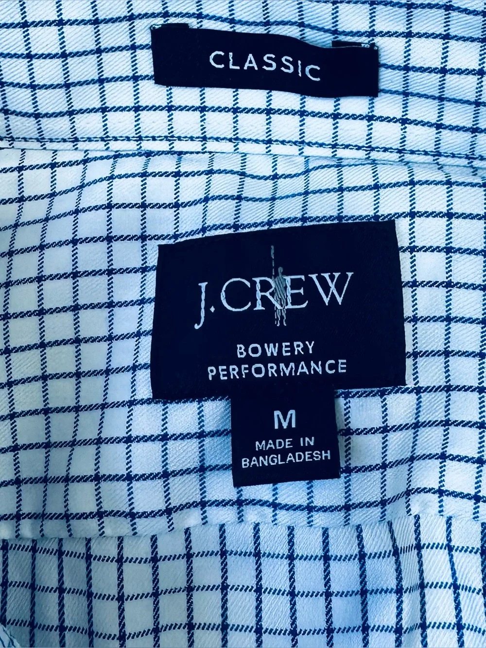 J.Crew Bowery Performance Dress Shirt Men's M Medium Classic Fit Blue Check